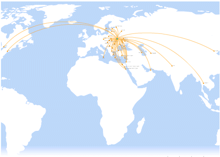 Aerosvit Airlines route map