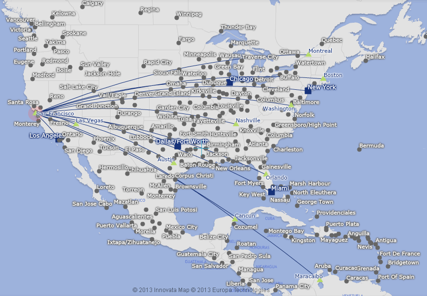 cities american airlines flies to from laughlin/bullhead city airport