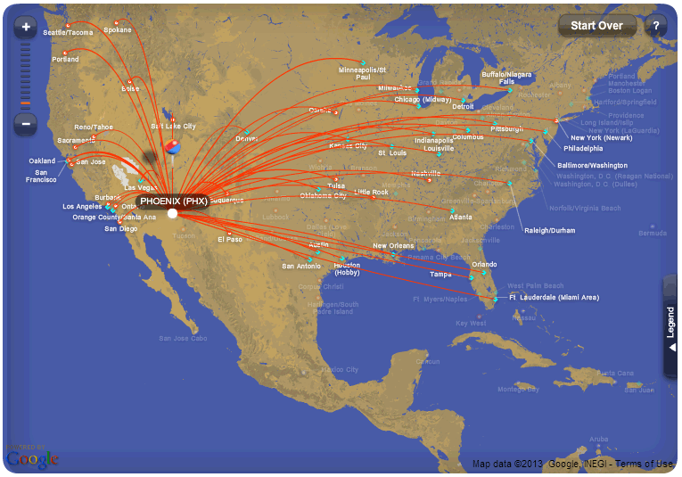 southwest airlines map of cities served