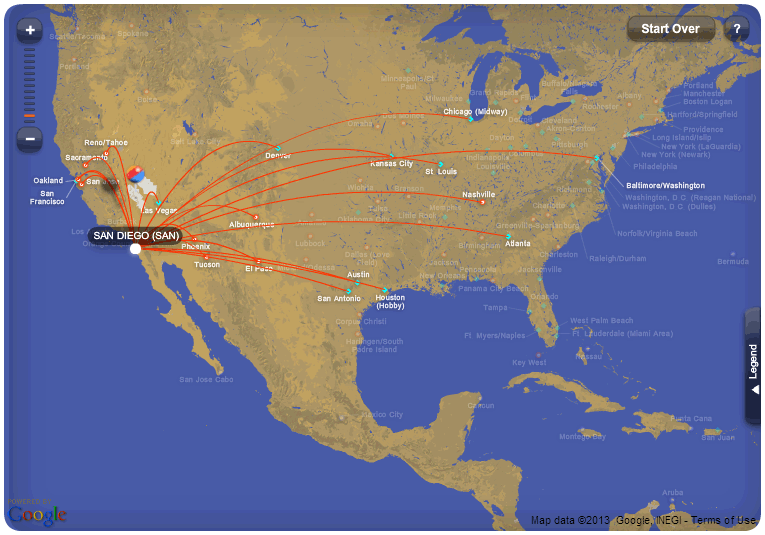 southwest routes map