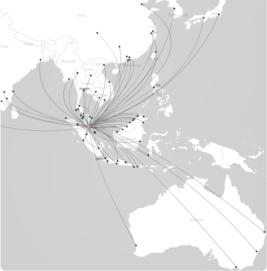 AirAsia Route Map From Kuala Lumpur