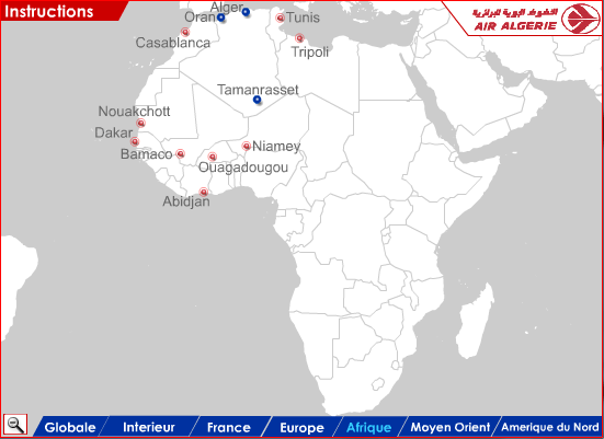 Air Algerie route map - Africa