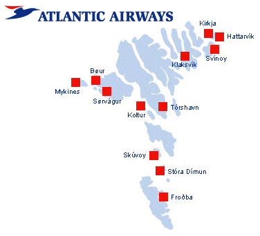 Atlantic Airways route map - domestic routes