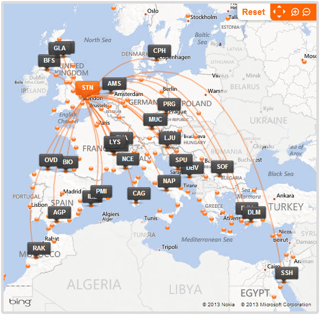 EasyJet Route Map From London Stansted EasyJet Route Map From London Stansted