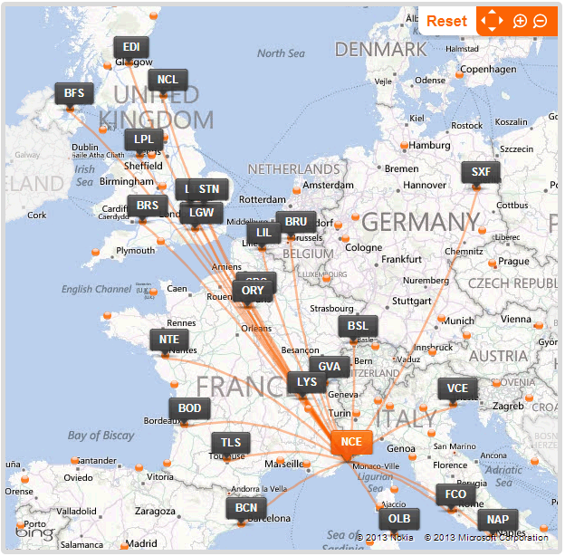 EasyJet Route Map From Nice EasyJet Route Map From Nice