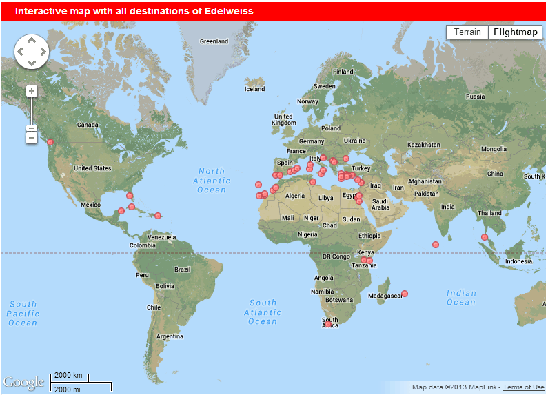 Edelweiss Air route map