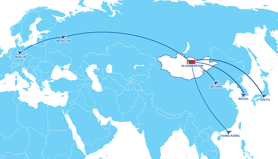 MIAT Mongolian Airlines route map