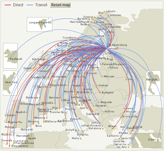 Routes from Helsinki