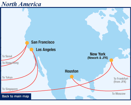 Singapore Airlines route map - North America