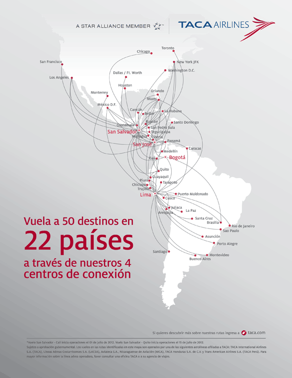 Avianca El Salvador route map