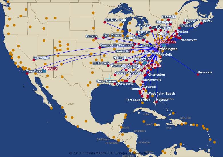 Us Airways Route Map