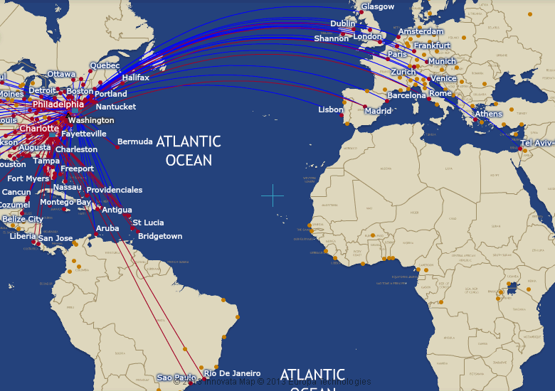 US Airways Route Map International Routes   US Airways International 