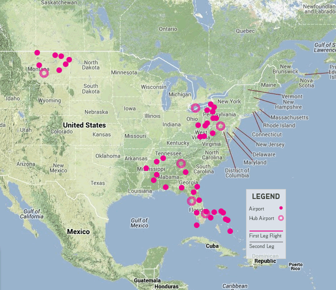 United Express - Silver Airways route map