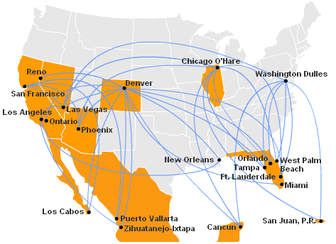 Ted by United route map