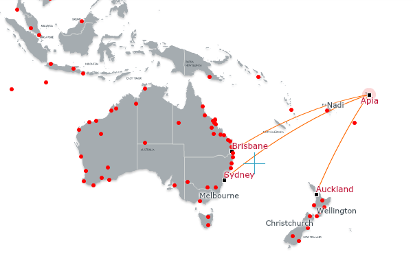 Virgin Samoa route map